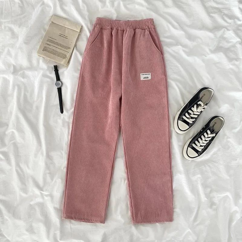 Corduroy Pants Women's Autumn and Winter Student Korean Style Loose High Waist Wide-leg Pants Plus Velvet Thick Casual Pants Tide