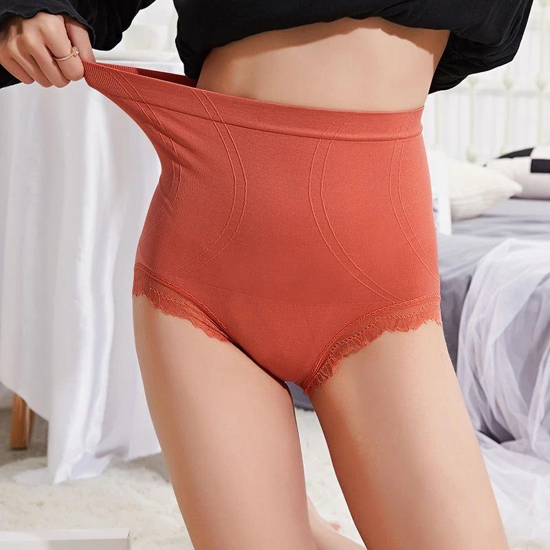 Abdomen Panties Women's Graphene Lace Sexy Crotch Antibacterial Hip-lift Panties Postpartum High-waist Abdominal Panties Seamless Mid-waist Panties