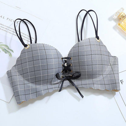 Non-marking Underwear Female Bra Student Girl High School Gathered Small Bra Bra Thin No Steel Ring Thick Cute Sexy Lightweight Breathable