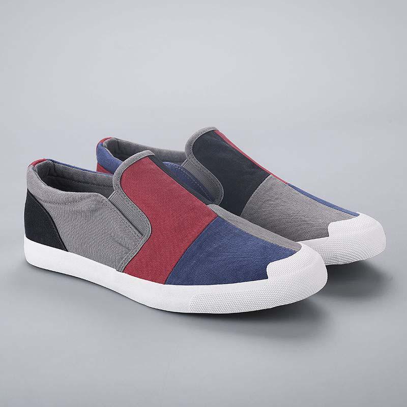 Plus Size 38-44 Summer Men Colorblock Canvas Sneakers Comfortable Running Basketball Shoes Breathable Shockproof Non-slip Shoes