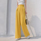 WTEMPO Office High Waist Pure Color Suit Pants Solid color Elastic Waist Straight Loose Casual Elegant Daily Women's Wide-leg Pants