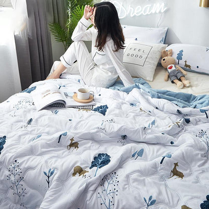 Summer Cool Quilt Double Air-conditioning Quilt Washed Cotton Quilt Student Single Summer Dormitory Spring and Autumn Quilt