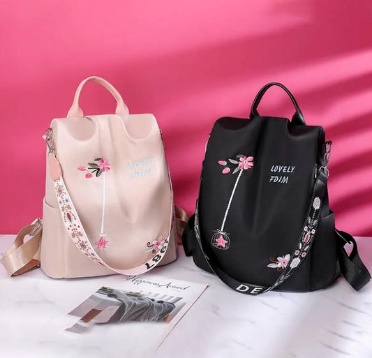 Ladies Personality Embroidery Backpack Oxford Cloth Backpack Fashion Casual Bag Girl Travel School Bag