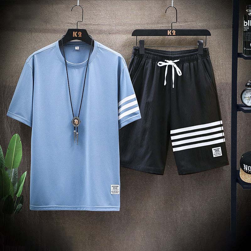 Summer Casual Suit Men's Short-sleeved Shorts Suit Youth Sportswear Loose Suit