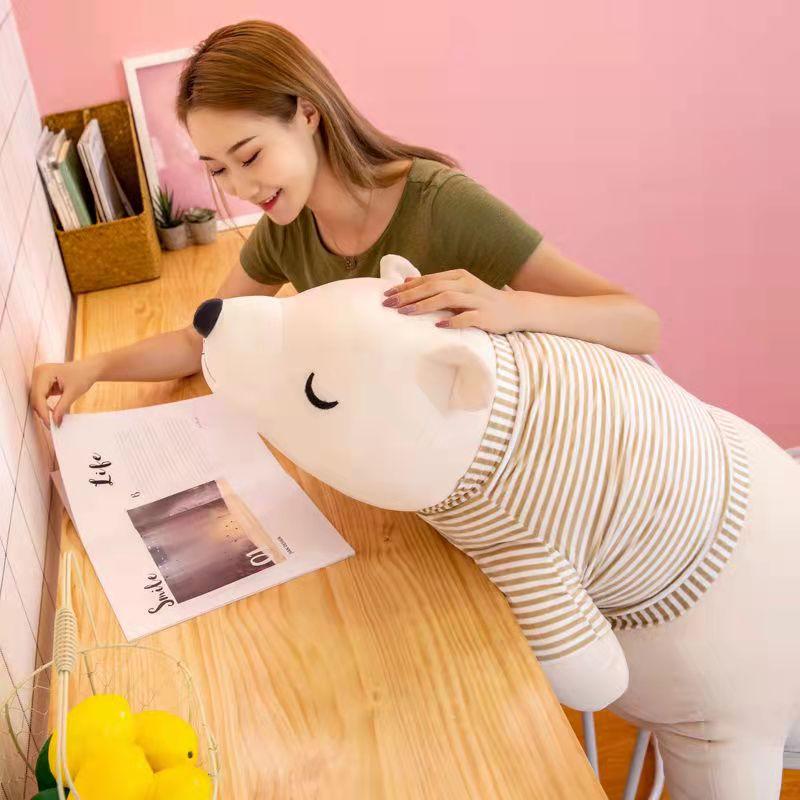 Polar Bear Plush Toys Long Pillow Stuffed Doll Girls Soft Goddess Festival Toys