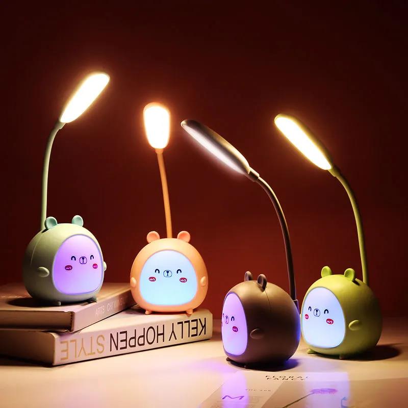 Table Lamp Eye Protection Study Special Dormitory Bedside Night Light Night USB Night Light Bedroom Cute Cartoon Magic Color Table Lamp