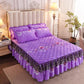 Thickened Plus Velvet Quilted Bed Skirt with Lace Edge Bedspread Non-fleece Winter Warm Crystal Velvet Four-piece Suit