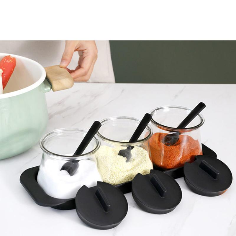 Kitchen Household Jar Seasoning Salt Shaker Seasoning Combination Set Seasoning Storage Glass Oil Pot