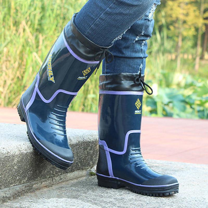 Fashion High Tube Rubber Rain Boots Water Shoes Breathable Non-slip Comfortable Fishing Shoes Outdoor Rubber Shoes