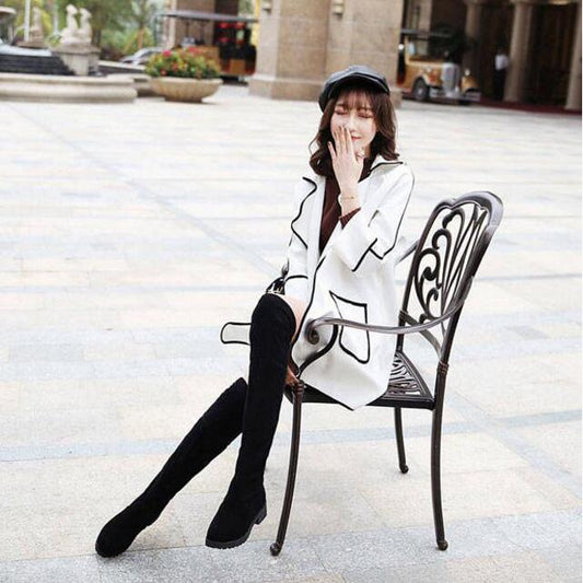 Flat Thigh High Boots Winter Women Over The Knee Boots Suede Ladies Boots Woman Shoes Boots 2019