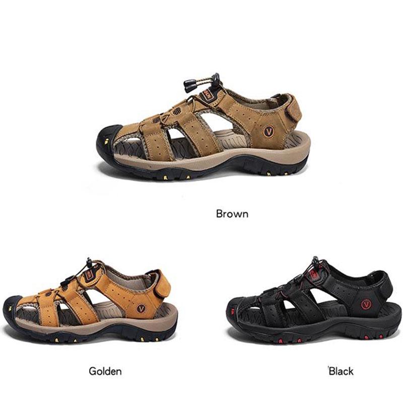 Classic Men's Sandals Summer Soft Sandals Comfortable Men Shoes Genuine Leather Sandals Big Size Soft Outdoor Men Roman Sandals