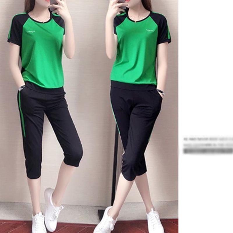 Summer Thin Sports Casual Suit Women's Short-sleeved Cropped Pants Fashion Large Size Women's Two-piece Trendy