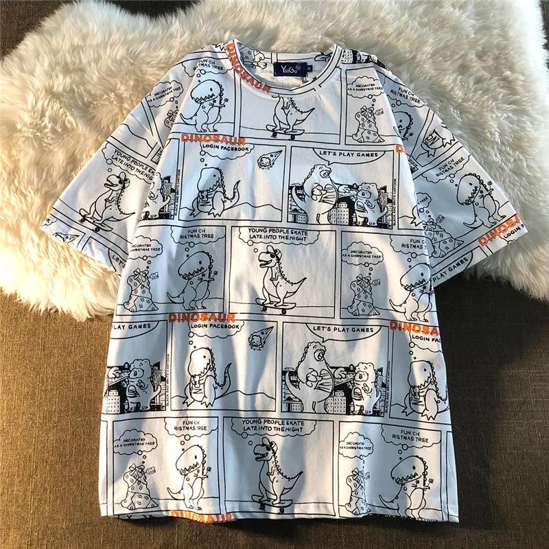 Summer New Loose Little Dinosaur Print T-shirt All-match Top