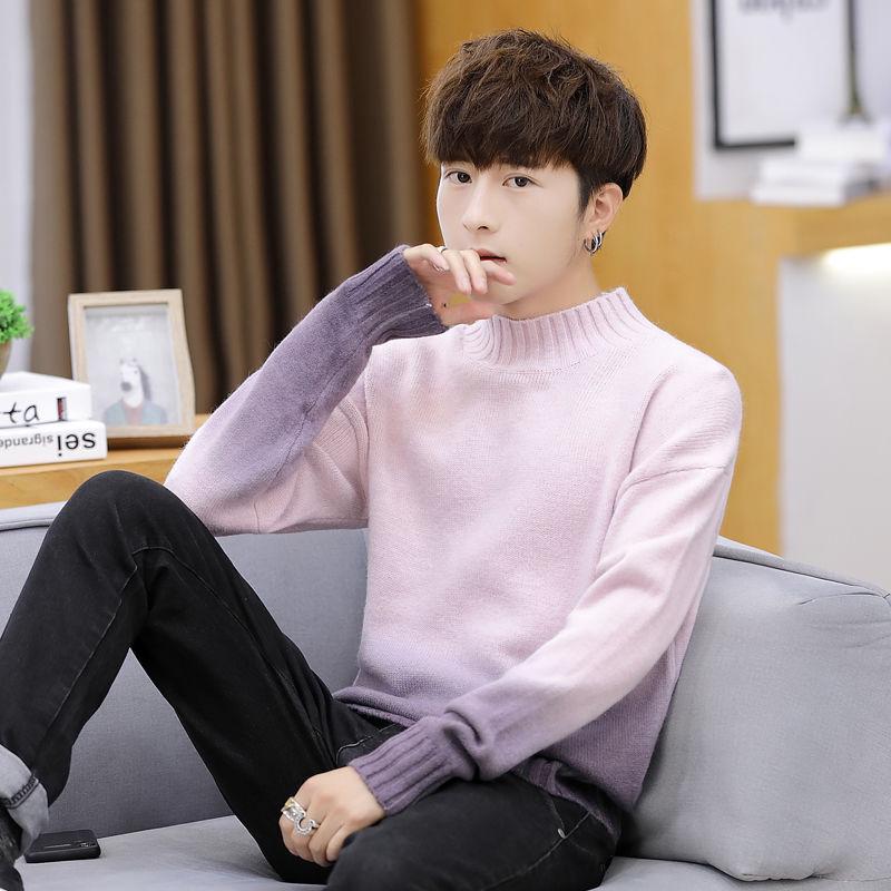 2019 Cotton Sweater Men Long Sleeve Pullover Man O-Neck Sweaters Tops Slim Fit Knitting Clothing