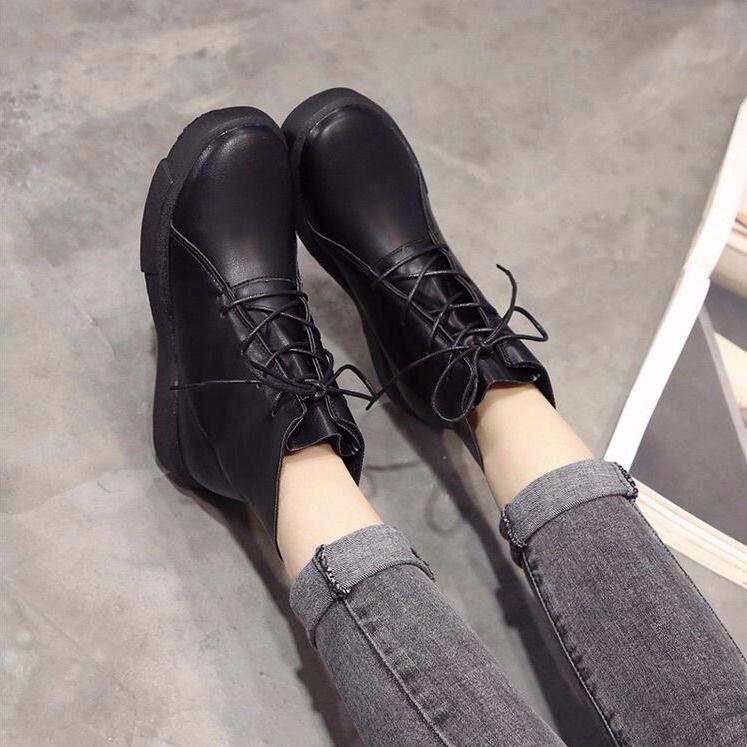 Retro Martin Boots Female British Style Boots Short Boots Flat Women's Boots Ladies Motorcycle Boots