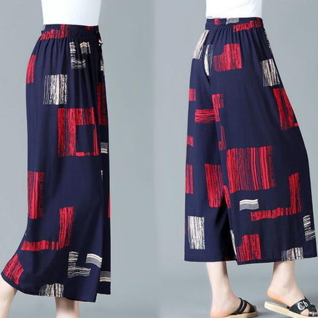 XL-5XL Women's Spring and Summer Wide Leg Long Pants Female Large Size Elastic Waist Loose Casual Printed Pants