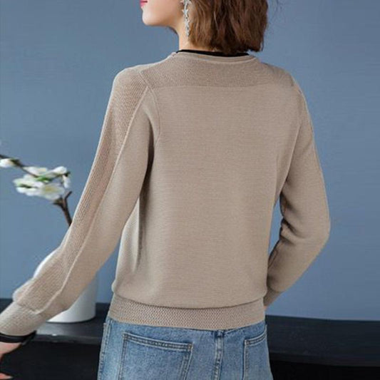 Spring and Autumn Women's Sweater Loose Outer Wear Versatile High-end Knit Sweater Long Sleeve Bottoming Shirt