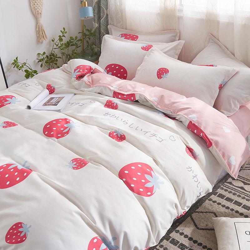 Bedding Set Leaf Printed Bed Linen Sheet Plaid Duvet Cover Single Double Queen King Quilt Covers Sets Bedclothes