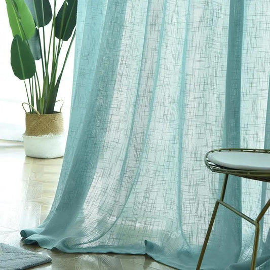 Nordic Style Thickened Curtain Gauze Light Transmission Simple Modern Living Room Bedroom Bay Window Blackout Screen (1 Piece)