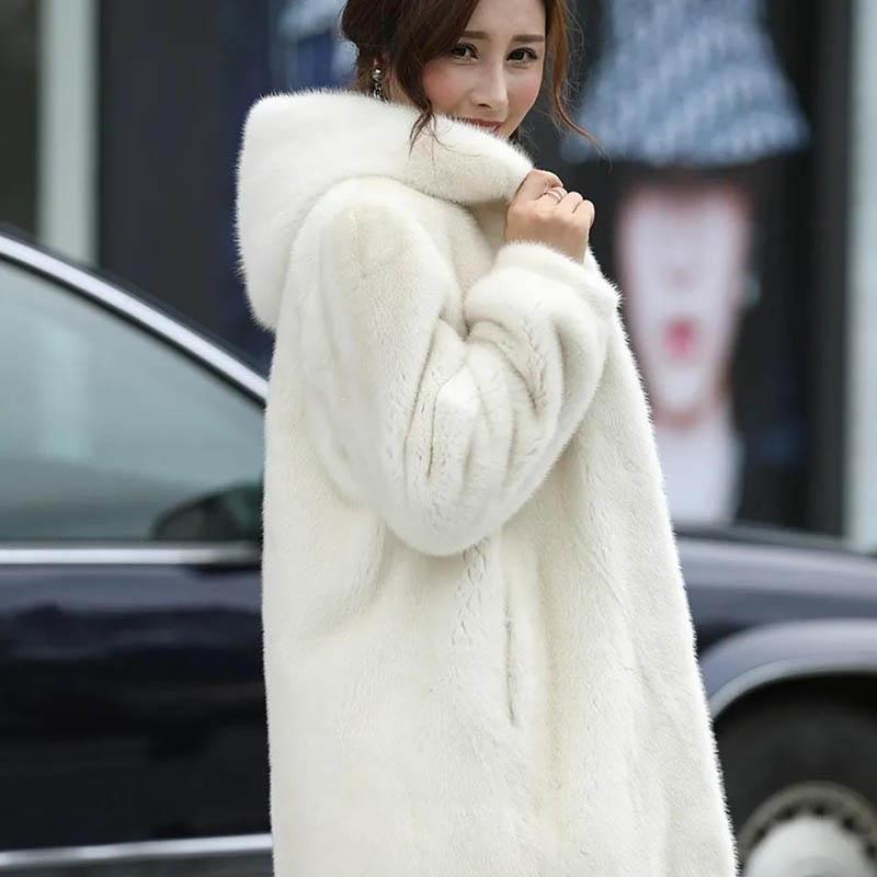 Fur Imitation Mink Fur Coat Female Hooded Middle-aged Mother Imitation Mink Fur Coat