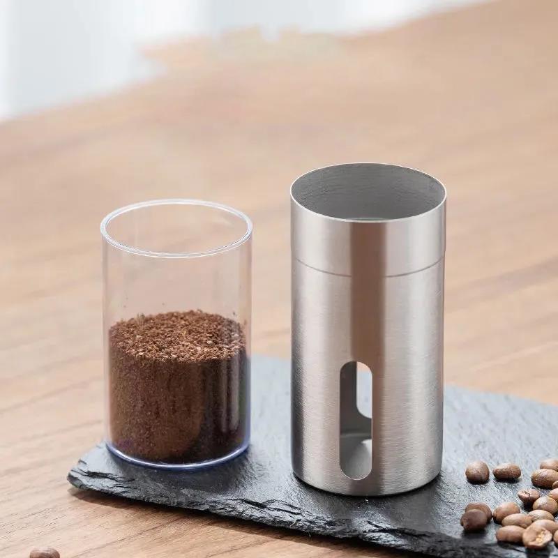 Manual Coffee Grinder with Adjustable Setting Conical Burr Mill & Brushed Stainless Steel - Burr Coffee Grinder for Aeropress