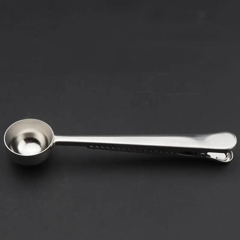 Stainless Steel Milk Powder Gram Measuring Spoon Coffee Measuring Spoon Multifunctional Food Bag Sealing Clip Spoon 2-in-1 Measuring Spoon Clip