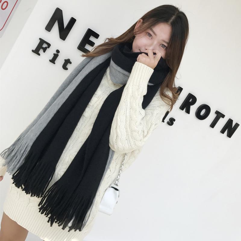 Scarves Scarf  Women's Knnitted Scarf Men's Winter Cashmere Couple Thick Wool Scarf Lovers Gift