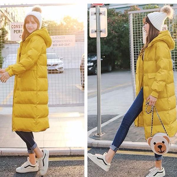 Thick and Warm Over-the-knee Women's Cotton-padded Jacket Student Fashion Slim Women's Cotton-padded Jacket Mid-length Winter Jacket