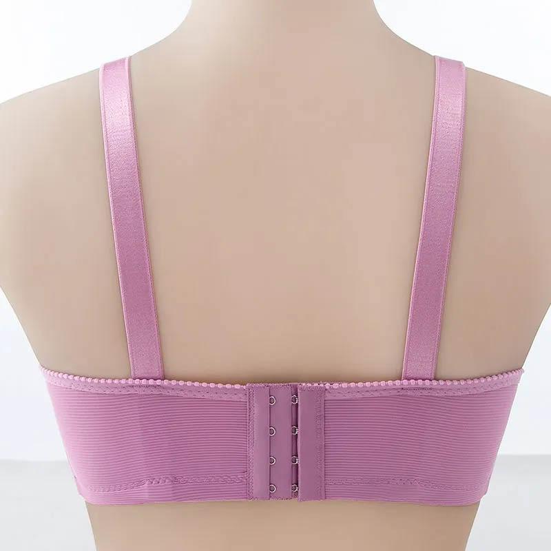 Sexy Solid Color Large Size Thin Ladies Gather No Steel Ring Bra To Prevent Sagging and Receive Auxiliary Breasts Simple Style Bra