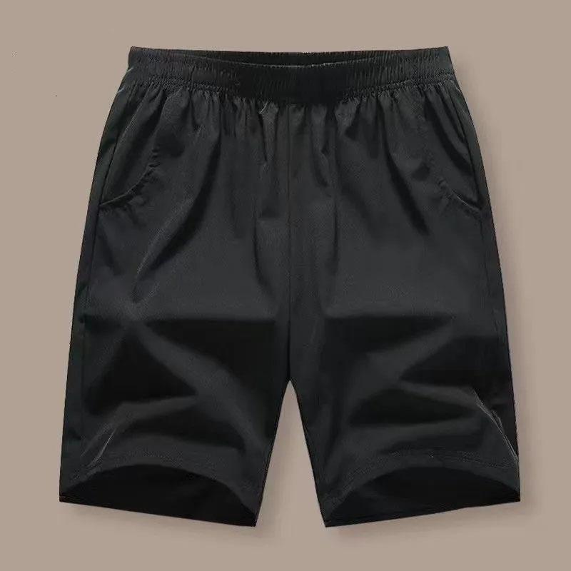 Summer Outer Wear Casual Shorts Thin Section Breathable Cool Sports Loose Beach Pants Men's Solid Color Black Five-point Pants