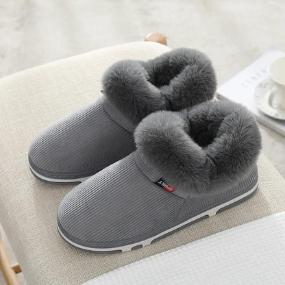 Men's Cotton Slippers Bag with Thickened Soft Bottom Non-slip Winter Home Warm Cotton Laces Heel Plush Cotton Shoes Women