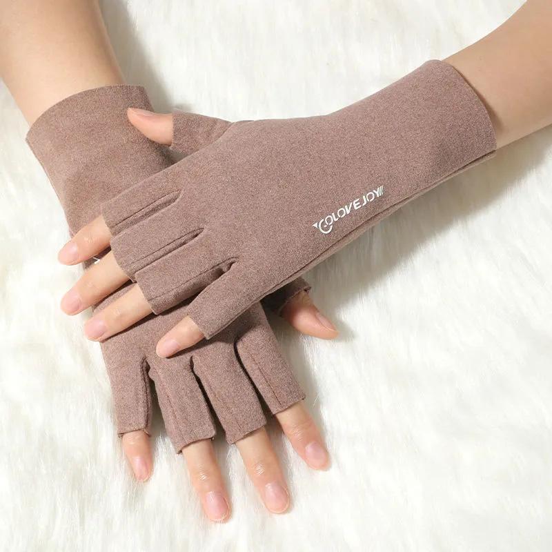 Women's Half-finger Gloves Warm Cold-proof Simple Winter Office Typing Antifreeze Self-heating Fingerless Mittens Soft Kiss-skin Gloves