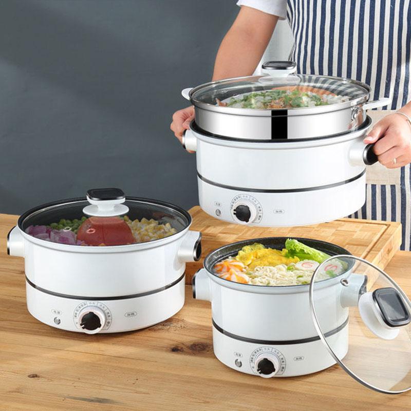 Electric Frying Pan Multi-function Electric Pot Electric Mini Electric Pot Household Steamer Electric Skillet Non-stick Pot with Steamer