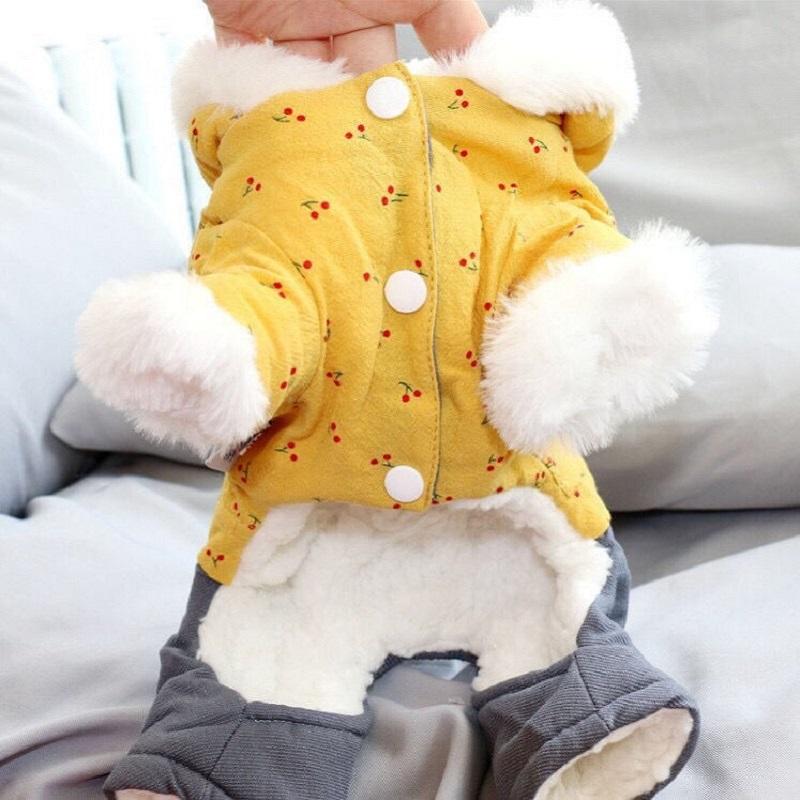 Pet Puppy Dog Clothes Autumn Winter Clothes Thick Warm Cotton-padded Jacket Coat Bear Teddy Four-legged Clothes Outfit