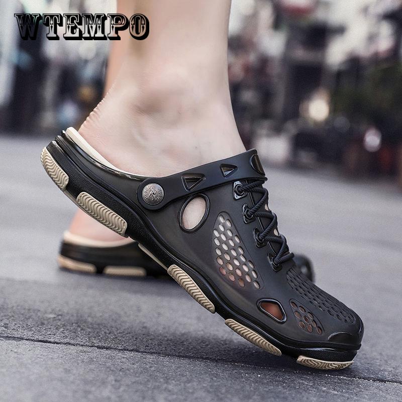 New Summer Hole Shoes Men's Slippers Casual Fashion Half Slippers Slip Lazy Beach Shoes Sandals