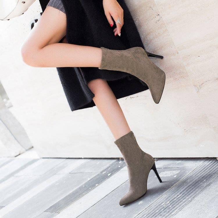 Autumn Winter Boots Fashion Sexy Thick Heel Martin Boots Ankle Boots High-heeled Pointed Shoes