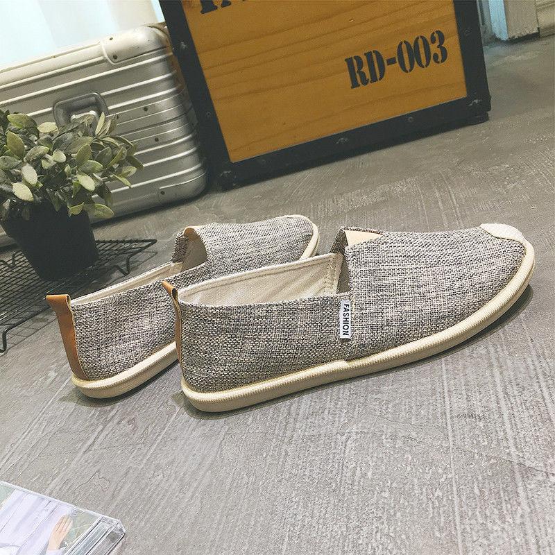 Spring Summer Linen Canvas Shoes Male Lazy One Pedal All-match Casual Peas Shoes Breathable Lightweight Cloth Shoes