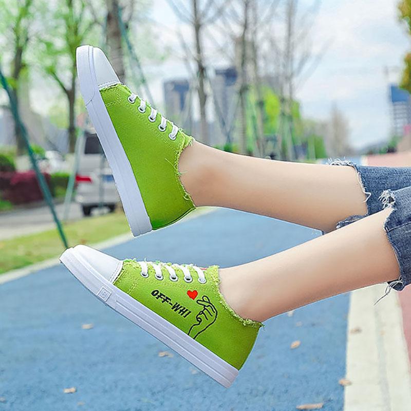 Korean Canvas Shoes Female Students Flat Casual Sports Shoes Summer Thin Breathable White Shoes Single Shoes Sneakers