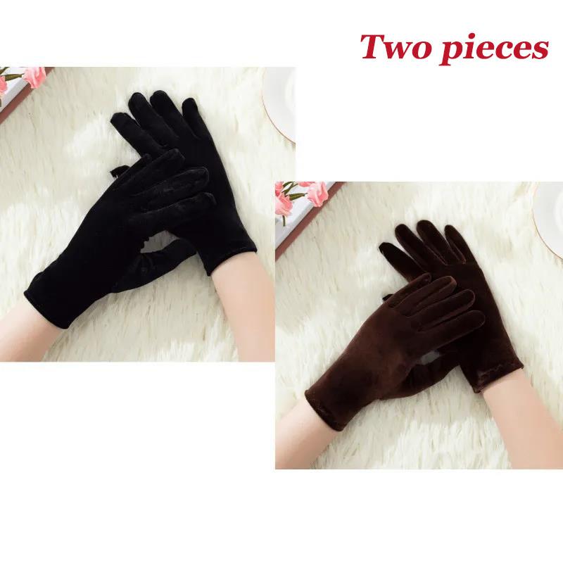 Winter Women's Two-piece Gold Velvet Gloves Fashion Split Finger Women's Dance Gloves Windproof Cycling Gloves