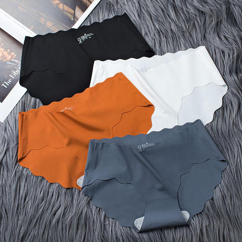 4Pcs/Set Ladies Large Size Casual Briefs Middle Waist Women's Panties Cotton Seamless Solid Color Underpants