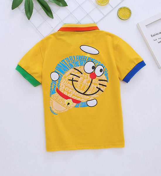 Boys and Girls Summer Children's New Handsome and Western Style Cotton Lapel Polo Shirt T-shirt Short Sleeves