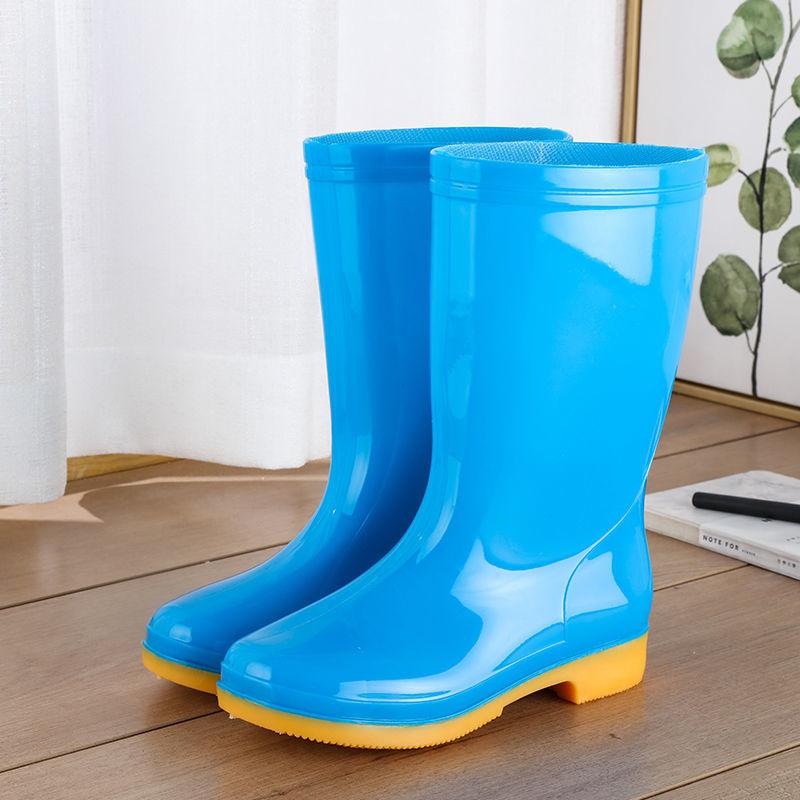 Medium Tube Rain Boots Rain Boots Waterproof Shoes Rubber Shoes Overshoes Water Boots Women Fashion Adult Non-slip High Tube Rain Boots