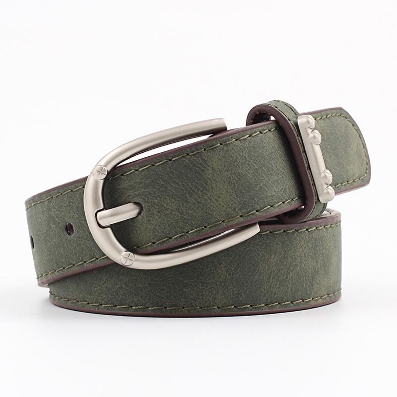 Fashion Concise Accessories Ring Belt Women Pu Leather Pin Buckle Flat Belt