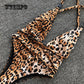 One Piece Swimsuit Women Sexy Leopard Print Bandage Backless Siamese swimsuit Swimwear Beachwear