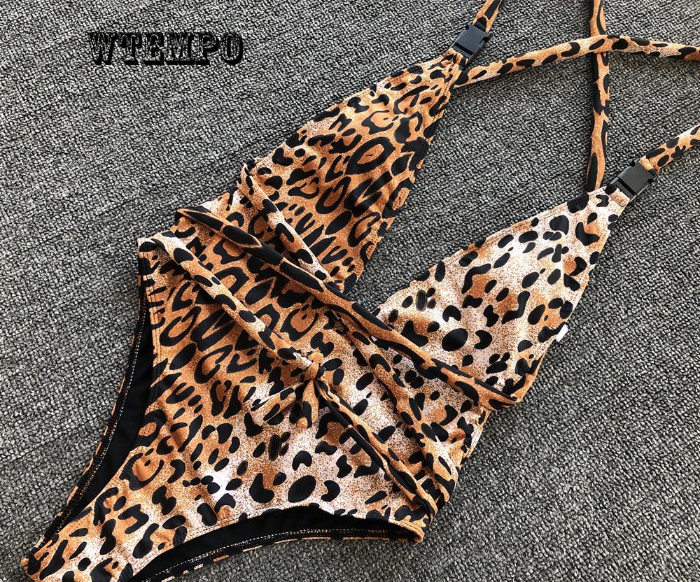 One Piece Swimsuit Women Sexy Leopard Print Bandage Backless Siamese swimsuit Swimwear Beachwear