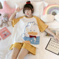 Women's Summer Pajamas Set Short-sleeved Loose Large Size Cartoon Cute Pyjamas Two-pieces Homewear Round Neck Printing Sleeping Suit