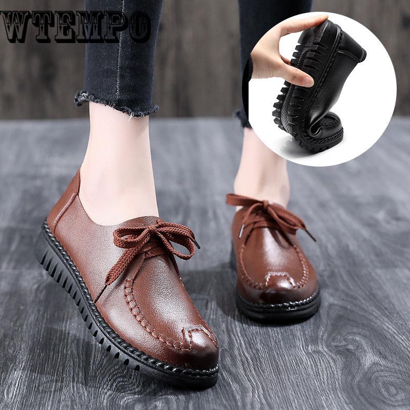 Women Ballet Flats Shoes Genuine Leather Slip on Ballerina Mother Shoes Woman Loafers