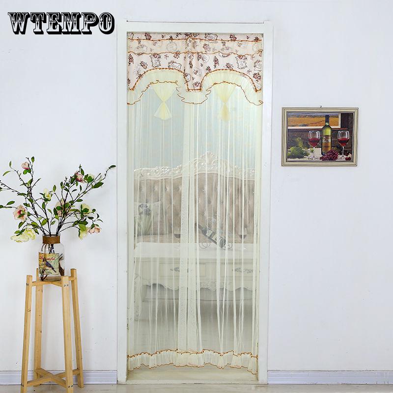 WTEMPO Lace Spinning Mute Anti-mosquito Long Curtain Free Punching Telescopic Rod Curtain Bedroom