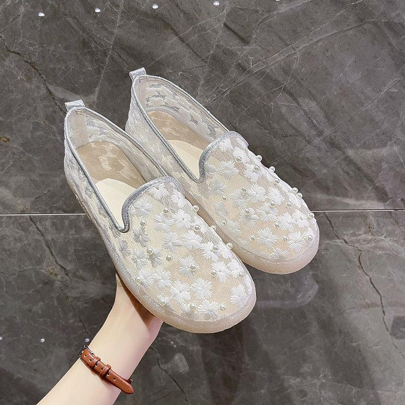 A Pedal Loafers Women Out Summer Flat Mesh Breathable Lazy Shoes Net Shoes Peas Shoes