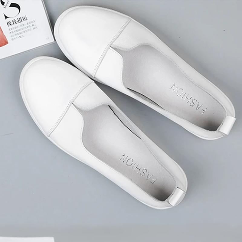 Women's Flat Casual Shoes Cowhide White Shoes Summer One-step Women's Shoes Walking Shoes Soft Sole Mother Shoes